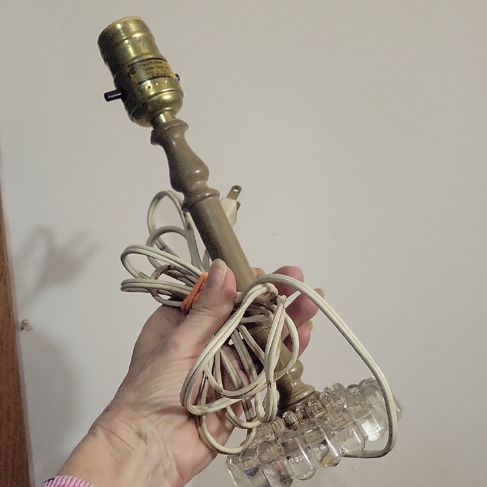 Vintage CROWN Table Lamp with Glass Base